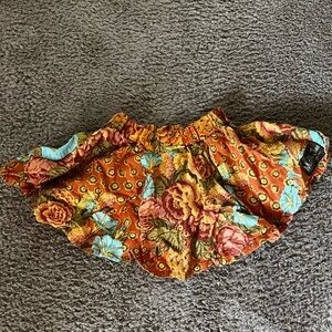 Floral Patterned Skirt with Elastic Waist